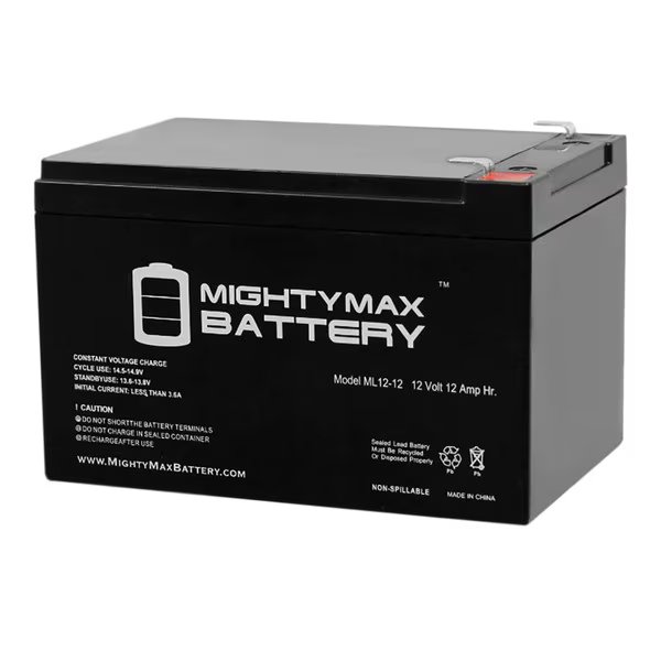 12V 12AH Battery Replaces Rad2Go Great White E3 Scooter + 12V Charger, Mighty Max Battery, Mfr#: ML12-12F2CHRGR374
